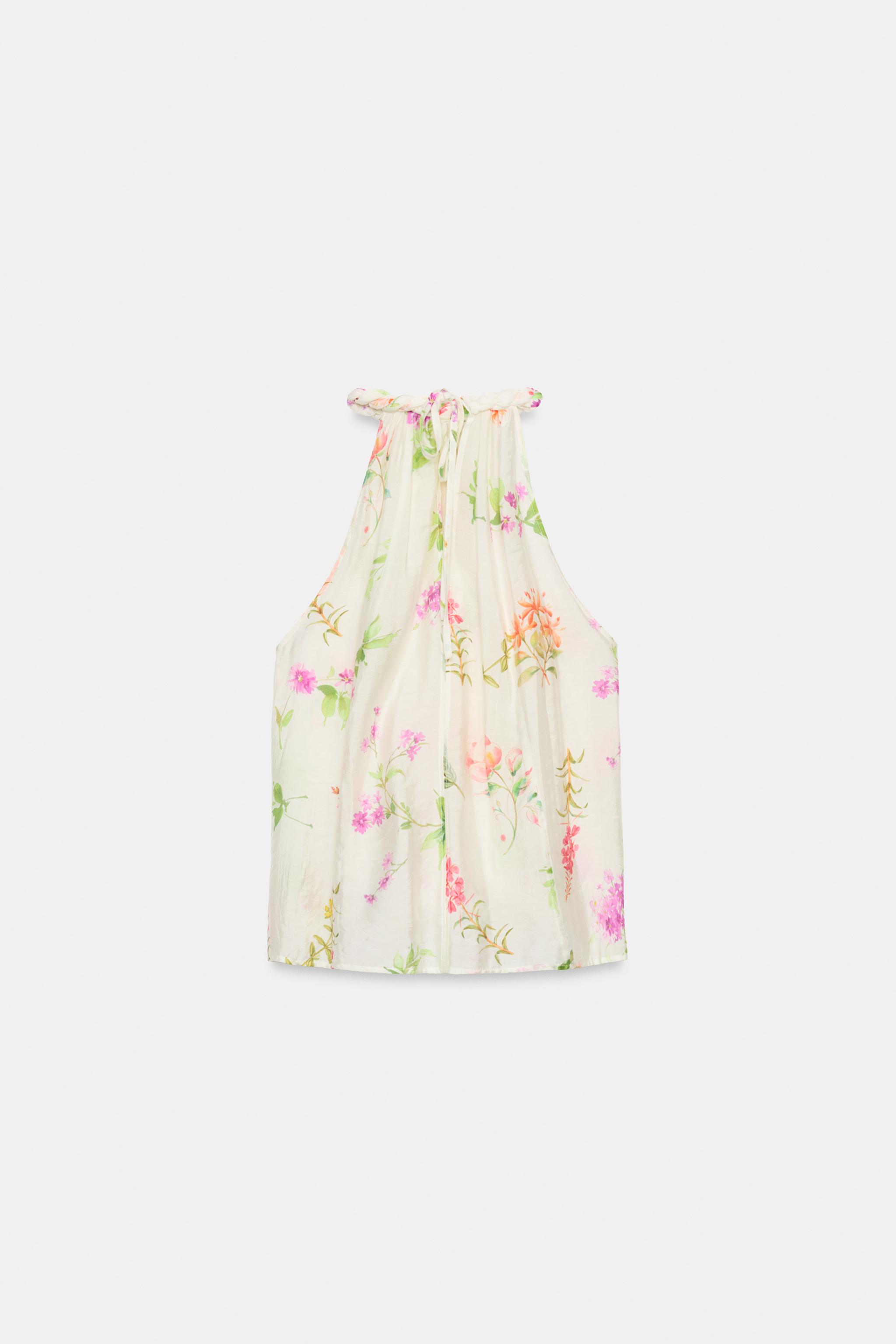 FLORAL PRINT HALTER TOP